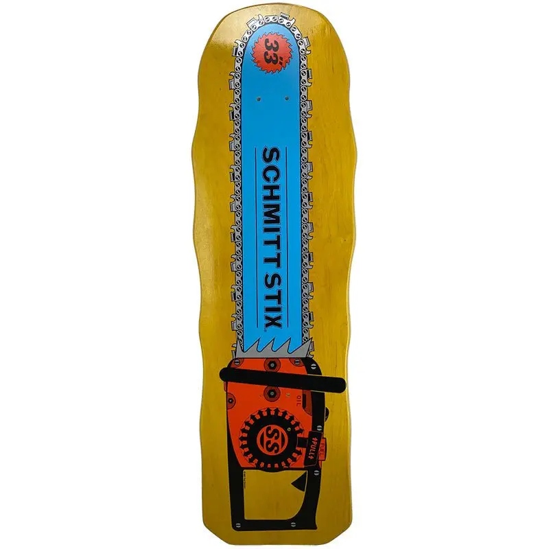 Schmitt Stix 10" X 33" Chainsaw (Yellow Stain) Skateboard Deck 1
