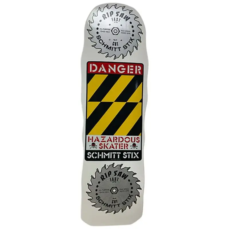 Schmitt Stix 10" X 33" White Dip Danger Saw Skateboard Deck 1