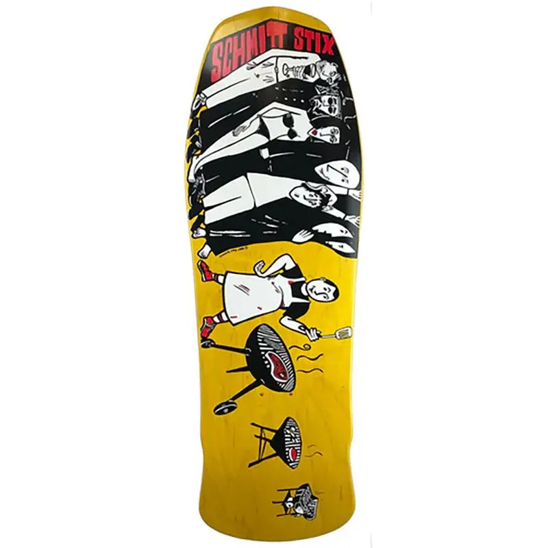 Schmitt Stix 10.125" X 30.625" Joe Lopes Bbq Yellow Stain Skateboard Deck 1