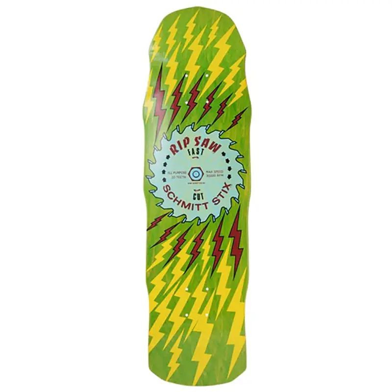Schmitt Stix 8.75" X 31.75" Ripsaw Iii Lime Stain/Yellow Skateboard Deck 1