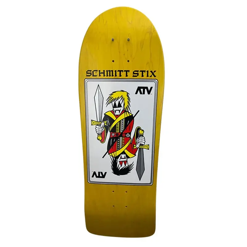 Schmitt Stix 9-3/8" X 30.25" Wb 15.5" (Yellow Stain) Atv Skateboard Deck 1