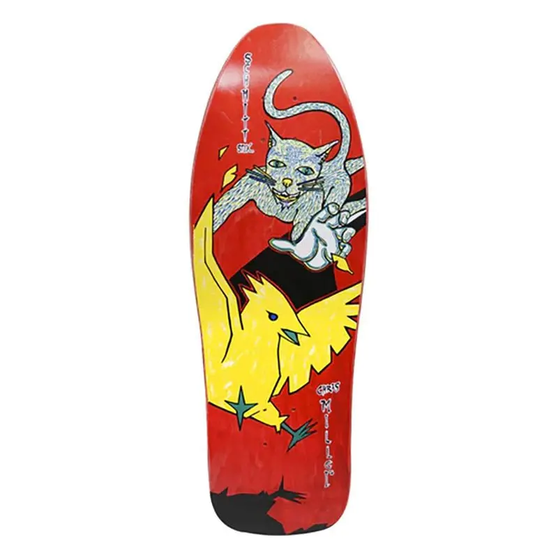 Schmitt Stix 9.5" X 30" Chris Miller Cat Bird (Red Stain) Skateboard Deck 1
