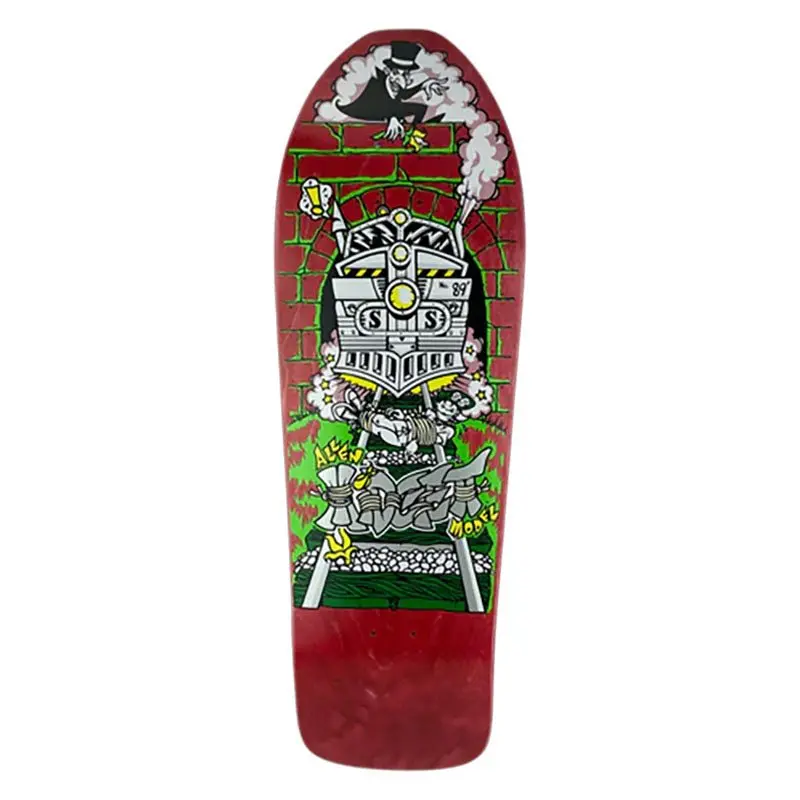 Schmitt Stix 9.5" X 30.5" Allen Midgett Magic Train Red Stain Skateboard Deck 1
