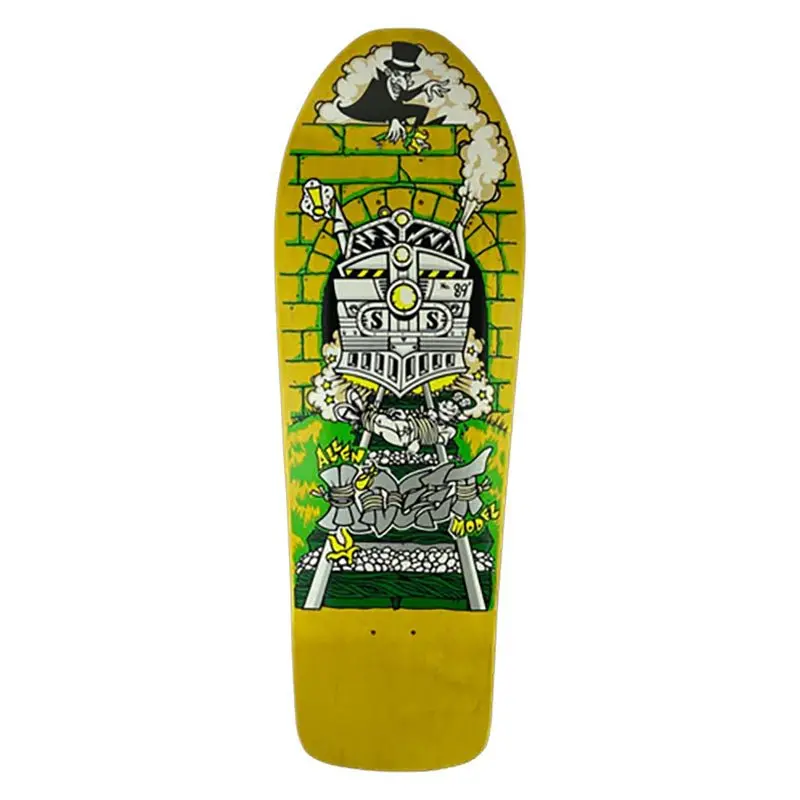 Schmitt Stix 9.5" X 30.5" Allen Midgett Magic Train Yellow Stain Skateboard Deck 1