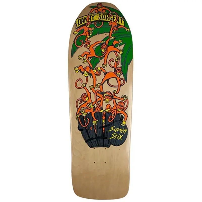 Schmitt Stix 9.75" X 31.25" Natural Danny Sargent Barrel Of Monkeys Skateboard Deck 1