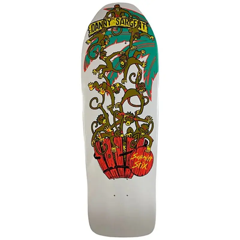 Schmitt Stix 9.75" X 31.25" White Dip  Danny Sargent Barrel Of Monkeys Skateboard Deck 1