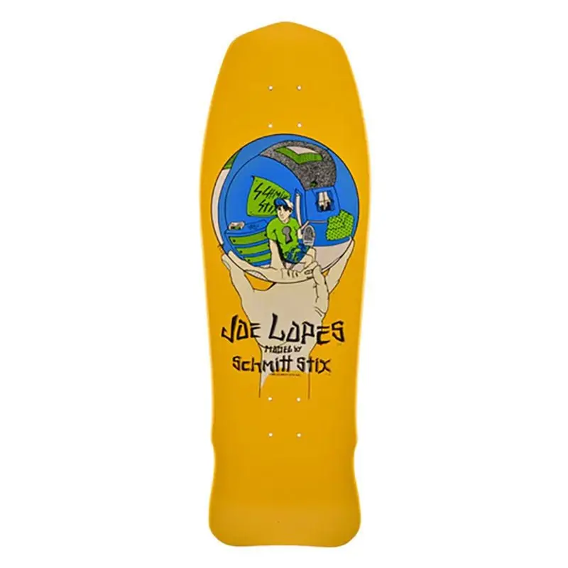 Schmitt Stix 9.875"X 31" Joe Lopes Crystal Ball Yellow Dip Skateboard Deck 1