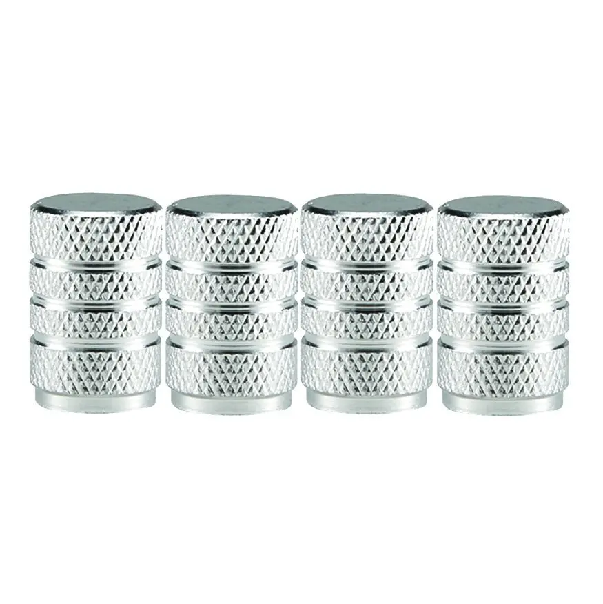 Silver Barrel Aluminum Tire Valve Caps - Sets Of 4, 8, 12 Or 20 - Universal, Fits On All Vehicles 1
