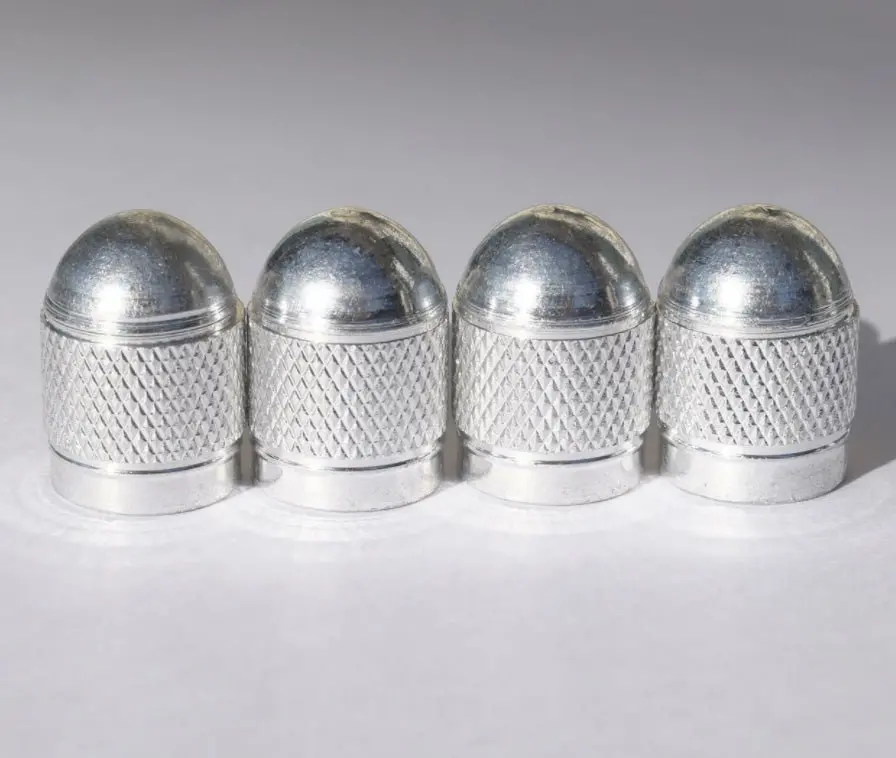 Silver Dome Aluminum Tire Valve Caps - Sets Of 4, 8, 12 Or 20 - Universal, Fits All Vehicles 1