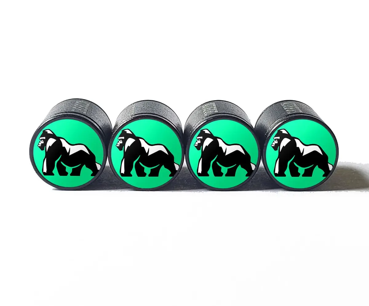 Silverback Gorilla Full Body Tire Valve Caps - Black Aluminum - Set Of Four 1