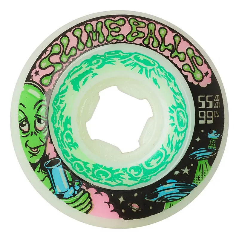 Slime Balls 55Mm 99A Saucers White Skateboard Wheels 4Pk 1