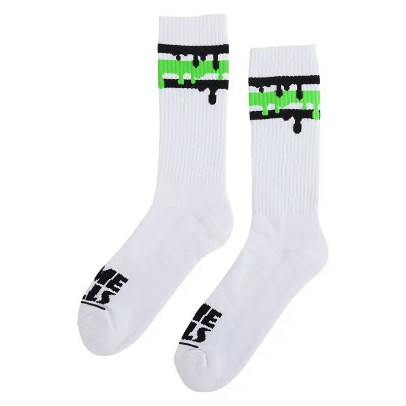 Slime Balls Wheels White Drip Strip Mens Socks 1