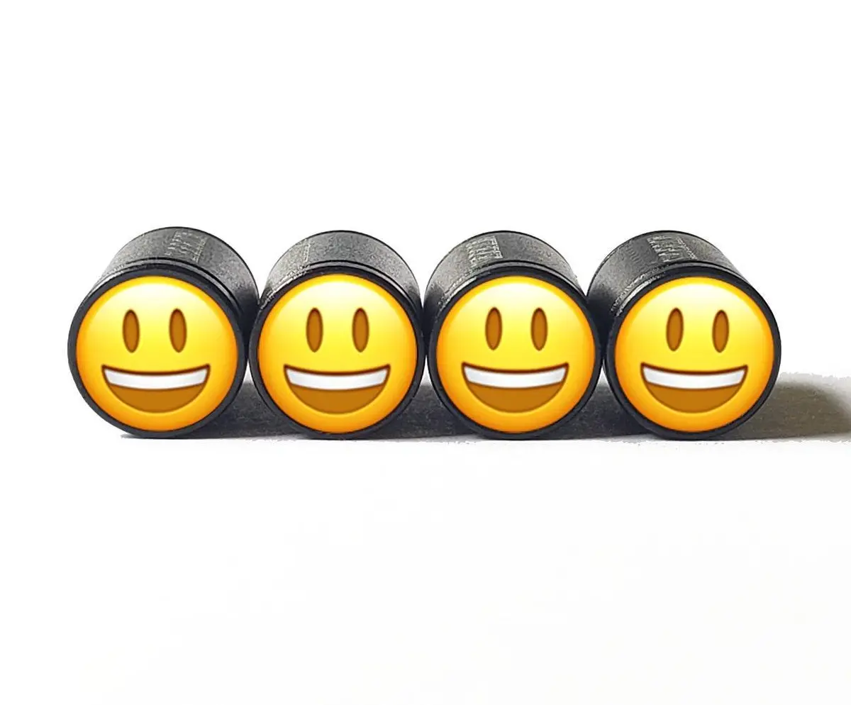 Smiling Happy Face Emoji (Style 1) Tire Valve Caps - Set Of Four 1