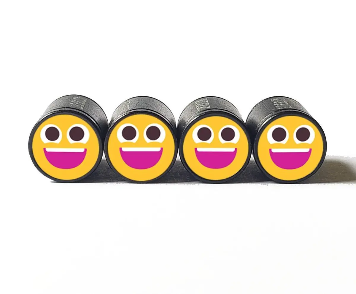 Smiling Happy Face Emoji (Style 2) Tire Valve Caps - Set Of Four 1