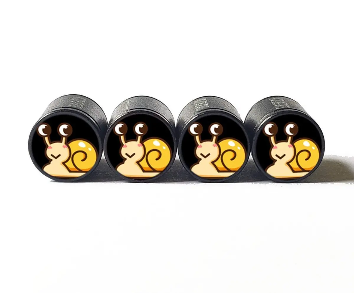 Snail Tire Valve Caps - Black Aluminum - Set Of Four 1