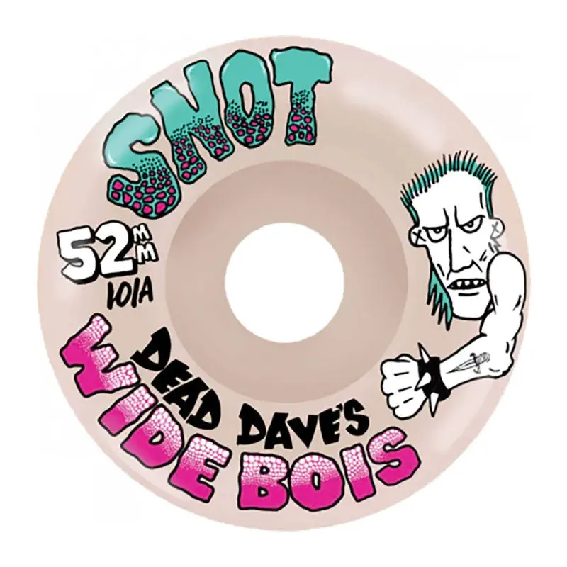 Snot Wheel Co. 52Mm 101A Dead Dave's Wide Boys White Skateboard Wheels 4Pk 1