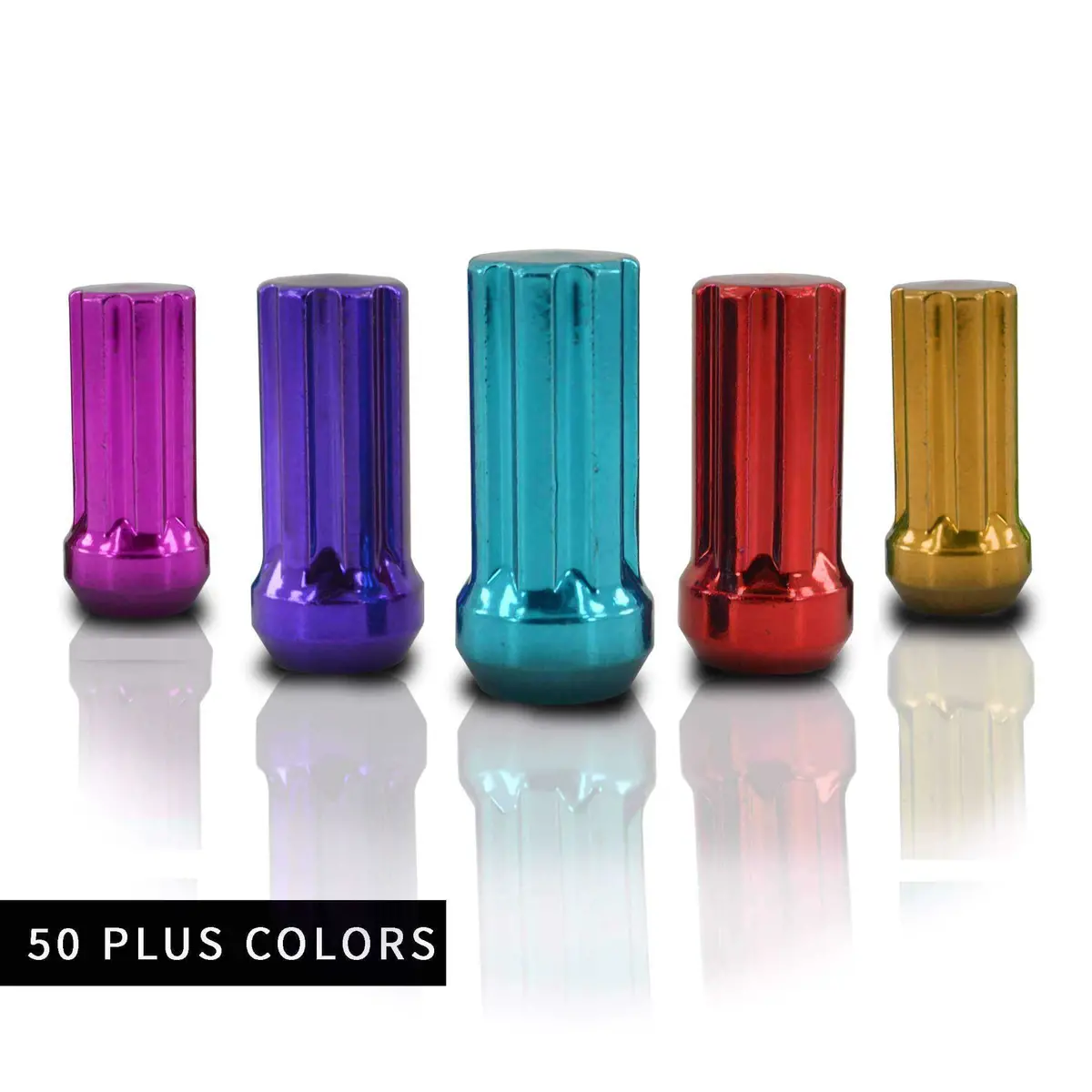 32 Pc 9/16-18 7-Spline Lug Nuts 2" Tall - Powder Coated + 2 Key Sockets 1
