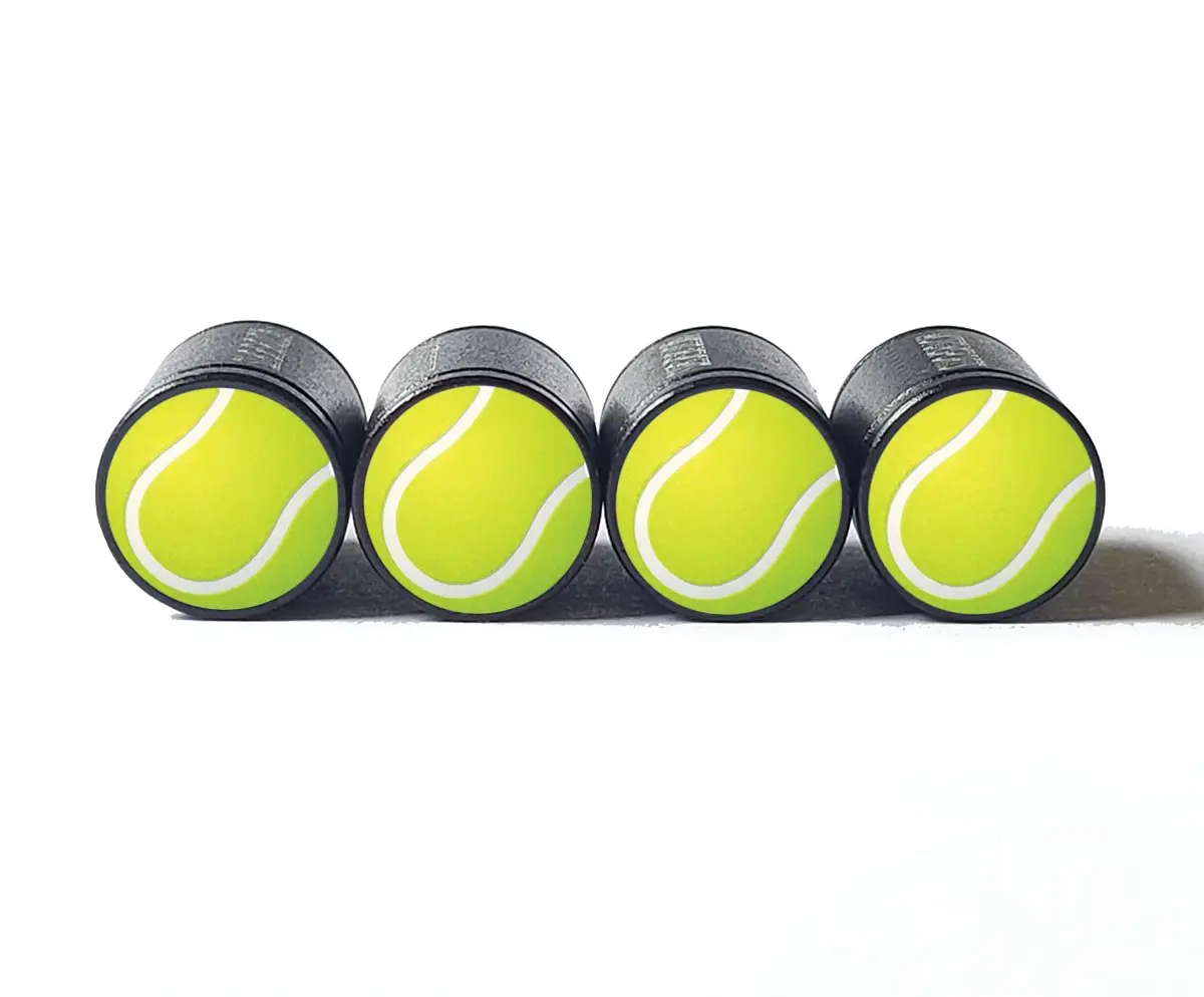 Tennis Ball Tire Valve Caps - Black Aluminum - Set Of Four 1