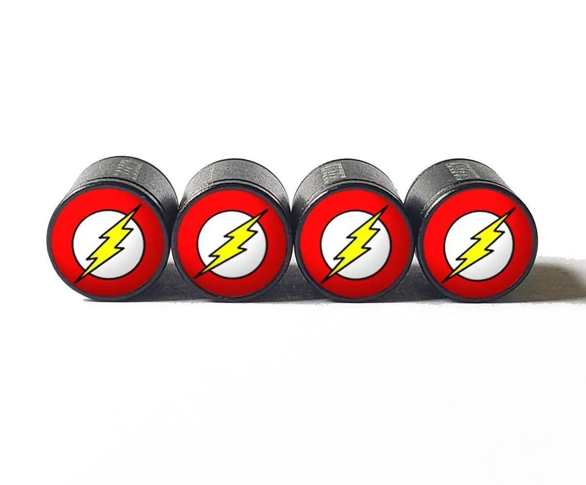 The Flash Tire Valve Stem Caps - Black Aluminum - Set Of Four 1