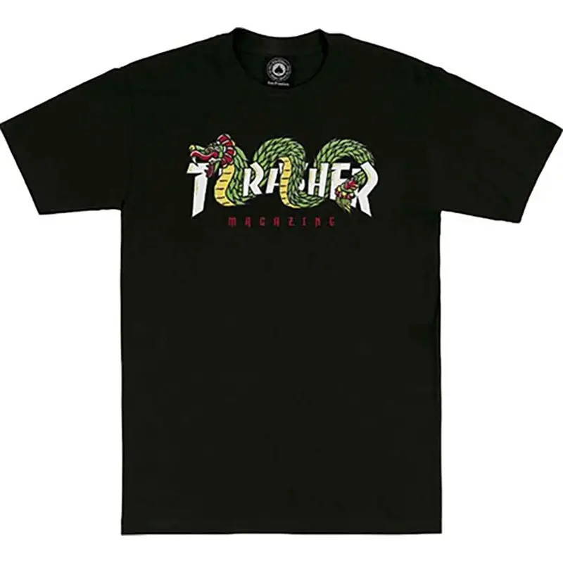 Thrasher Skateboard Magazine Aztec Black Short Sleeve T-Shirts 1