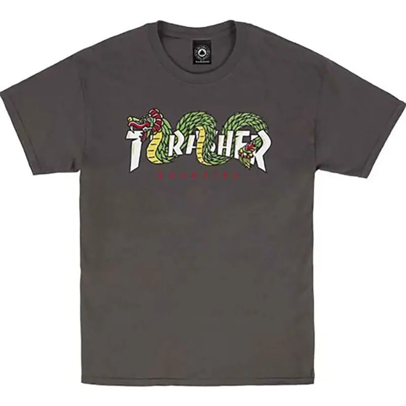 Thrasher Skateboard Magazine Aztec Charcoal Short Sleeve T-Shirts 1