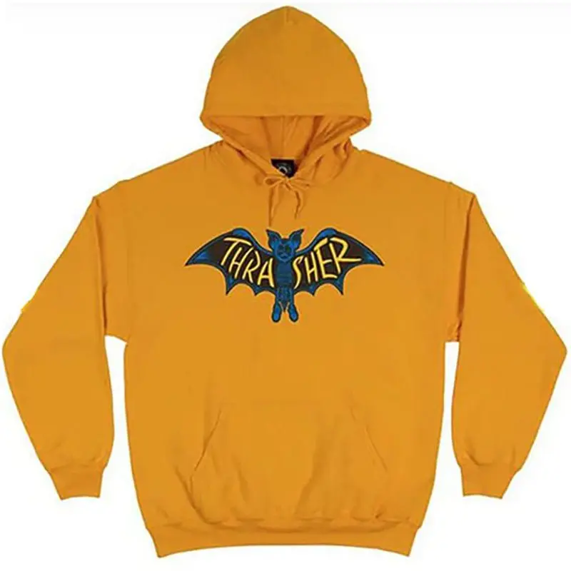 Thrasher Skateboard Magazine Bat Gold Hoodies 1