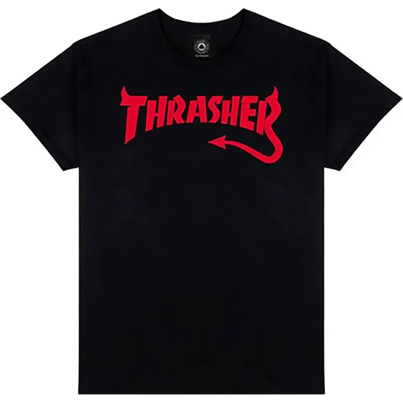 Thrasher Skateboard Magazine Diablo Black Short Sleeve T-Shirts 1