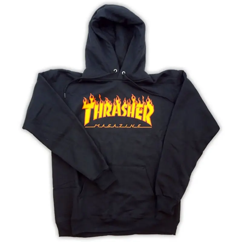 Thrasher Skateboard Magazine Flame Black Hoodies 1