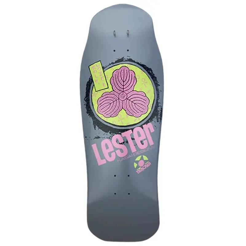 Tracker 10 3/8" X 30.5" Grey Dip Lester Kasai Oak Leaf Modern Concave Skateboard Deck 1