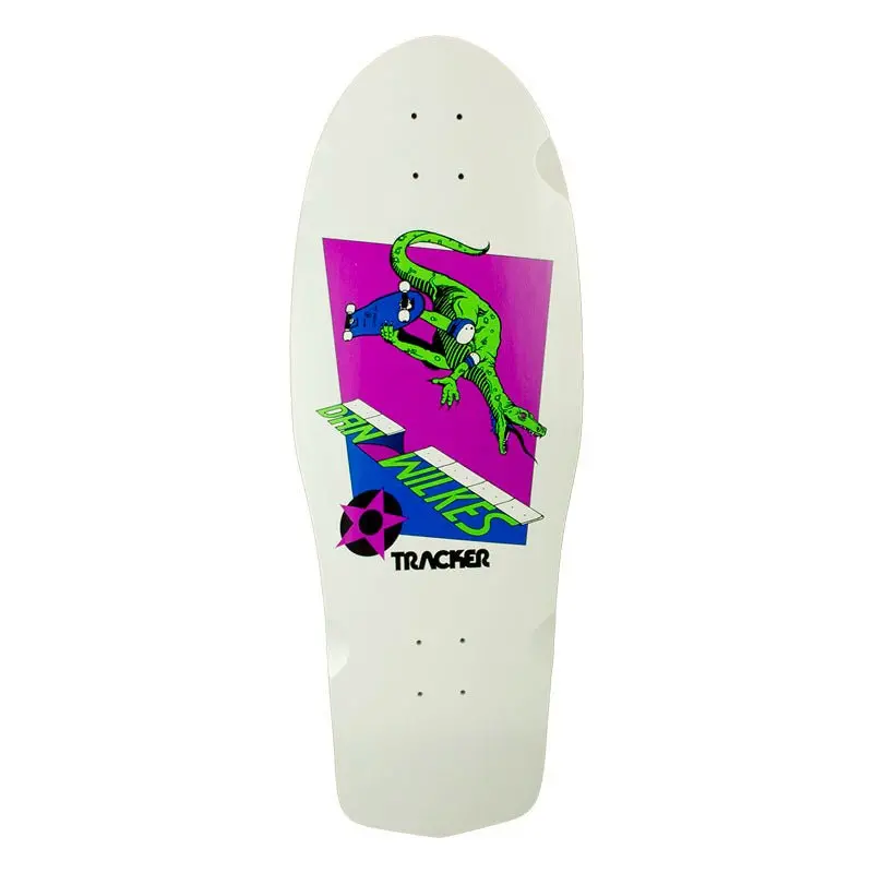 Tracker 10.5" X 31" Dan Wilkes White Skateboard Deck 1