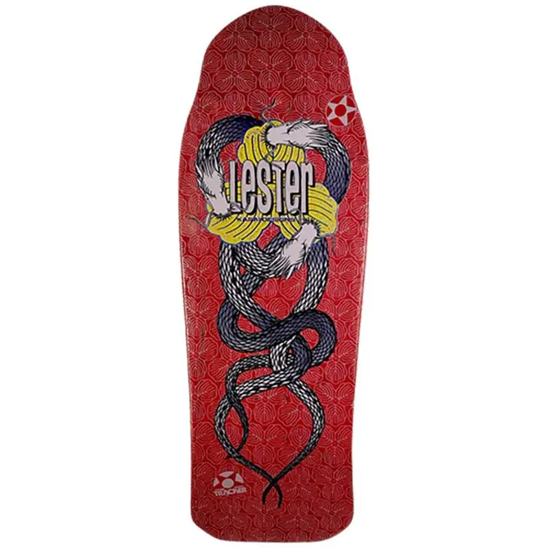 Tracker Deck 10.5" X 30.625" Red Stain Lester Kasai Twin Dragon Skateboard Deck 1
