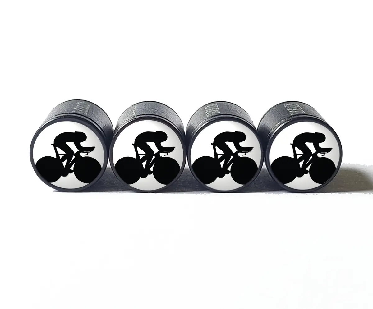 Tt Time Trial Bicycle Rider Tire Valve Caps - Aluminum - Set Of Four 1