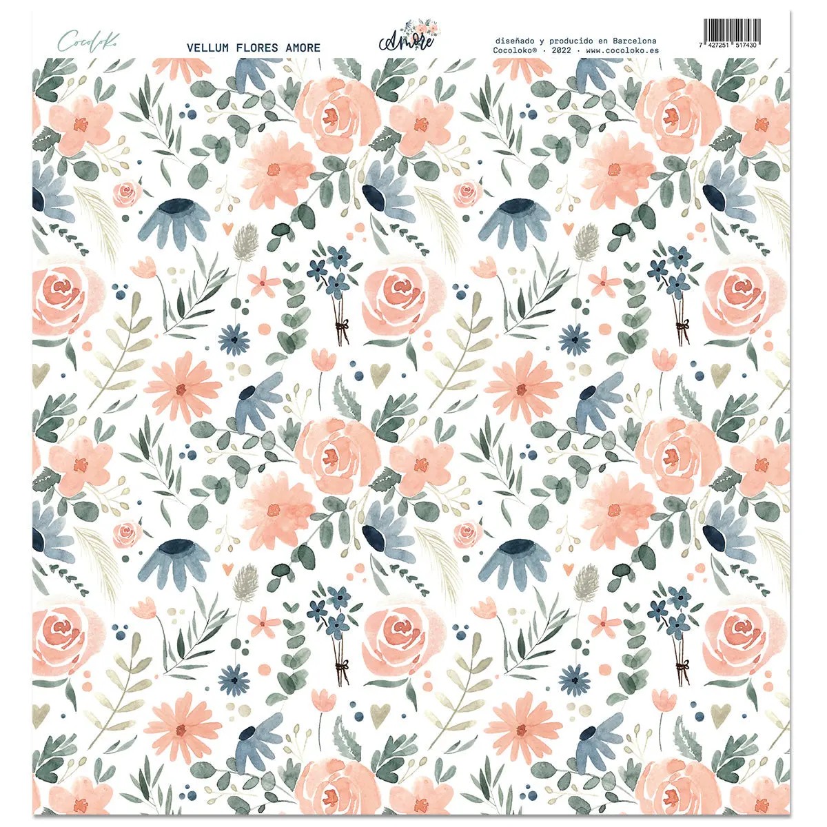 Vellum Flores 12"X12" Amore 1
