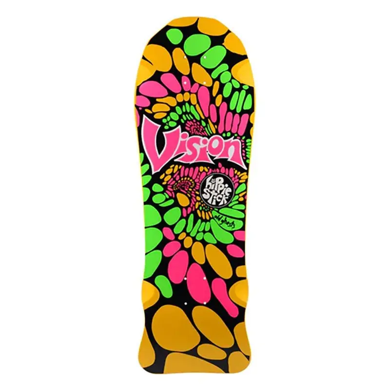 Vision 10" X 30" Hippie Stick Yellow Dip Skateboard Deck 1