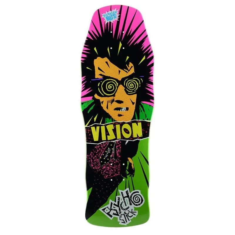 Vision 10" X 30" Original Psycho Stick Lime Dip Skateboard Deck 1
