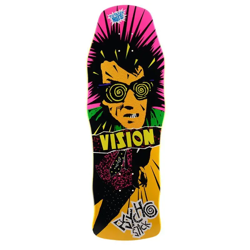 Vision 10" X 30" Original Psycho Stick (Yellow) Skateboard Deck 1
