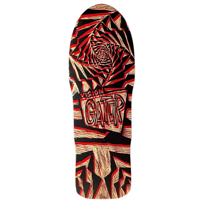 Vision 10.25"X 29.75"Gator Ii Woodcut Art By Sean Starwars Natural/Red Stain Skateboard Deck 1