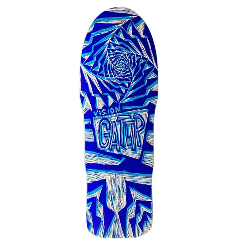 Vision 10.25"X 29.75" Gator Ii Woodcut Art By Sean Starwars White/Blue Dip Skateboard Deck 1