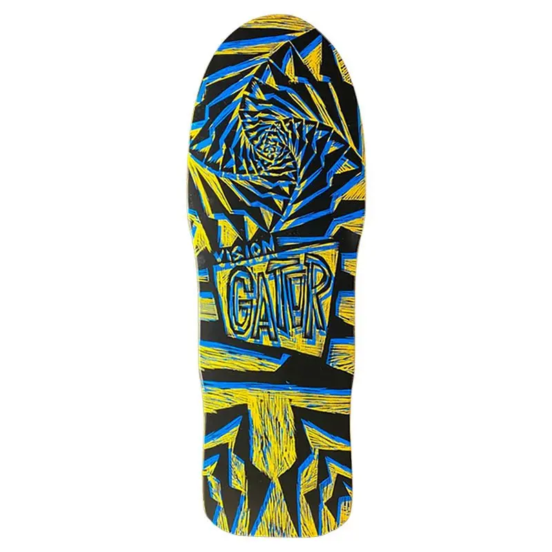 Vision 10.25"X 29.75"Gator Ii Woodcut Art By Sean Starwars Yellow/Black Dip Skateboard Deck 1