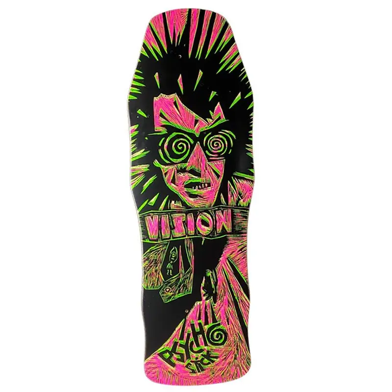 Vision 10"X 30" Original Psycho Stick Woodcut Art By Sean Starwars Pink/Lime Stain Skateboard Deck 1