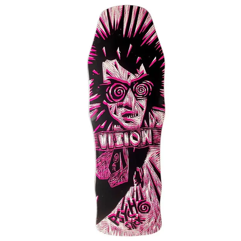 Vision 10"X 30" Original Psycho Stick Woodcut Art By Sean Starwars White/Pink Dip Skateboard Deck 1