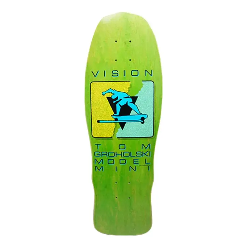 Vision 9.5" X 29.125" Groholski Hurricane Mini Green Stain Skateboard Deck 1