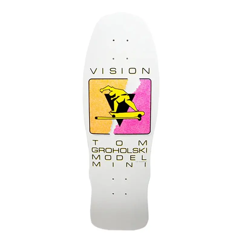 Vision 9.5" X 29.125" Groholski Hurricane Mini White Dip Skateboard Deck 1