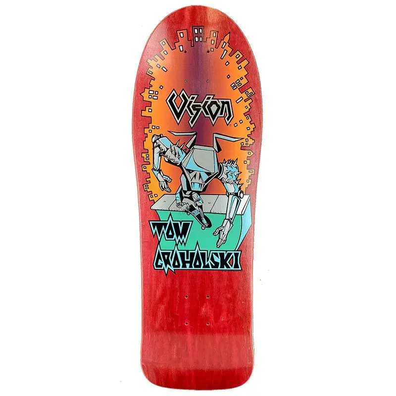 Vision 9.5" X 29.5" Groholski Robot (Red Stain) Skateboard Deck 1
