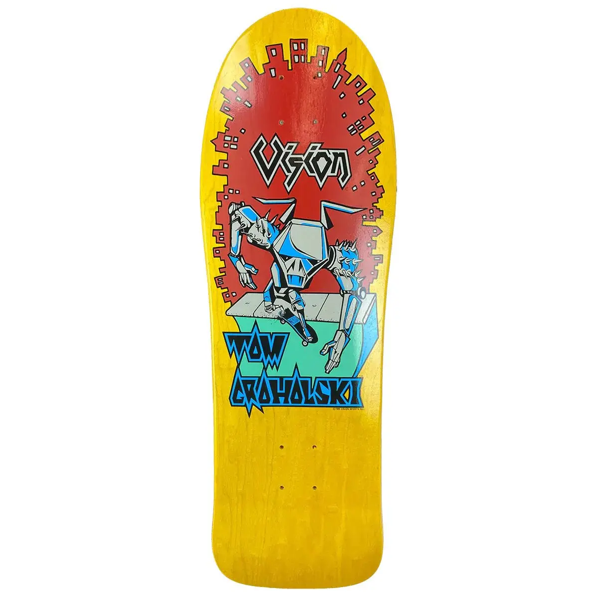 Vision 9.5" X 29.5" Groholski Robot Yellow Stain Skateboard Deck 1