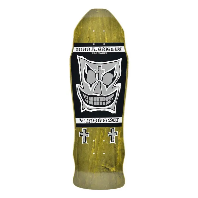 Vision 9.5" X 30" Grigley I  (Army Green Stain) Skateboard Deck 1
