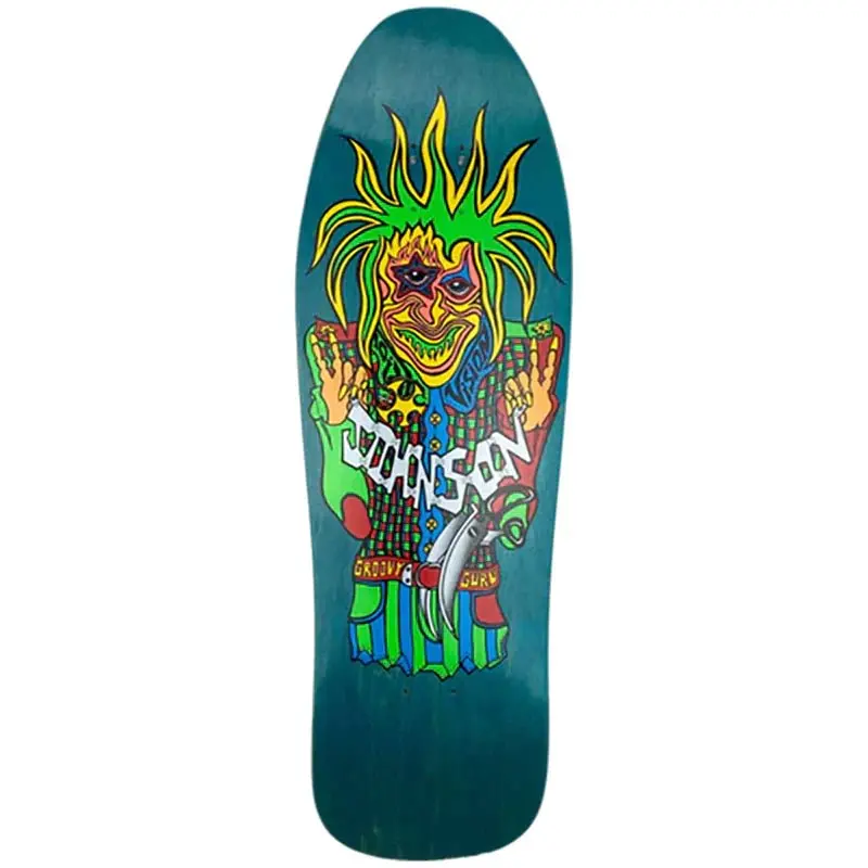 Vision 9.5" X 30.5" Joe Johnson Groovy Guru Reissue (Turquoise Stain) Skateboard Deck 1