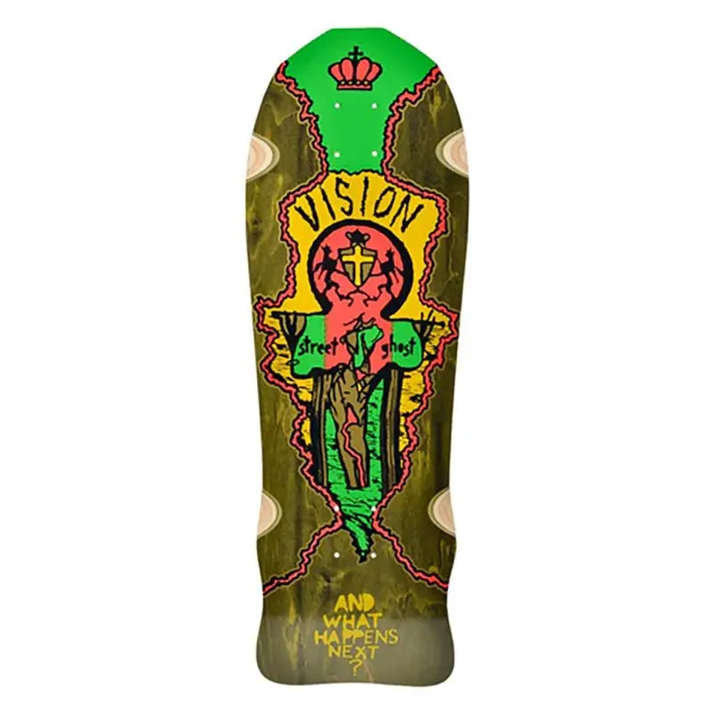 Vision 9.75" X 29.75" Street Old Ghost Army Green Stain Skateboard Deck 1
