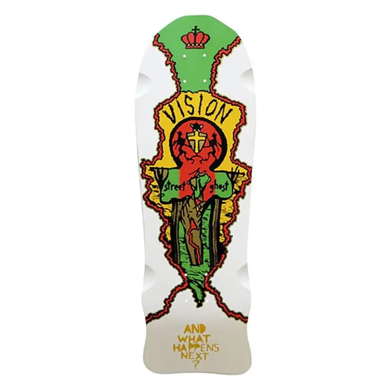 Vision 9.75" X 29.75" Street Old Ghost White Dip Green Skateboard Deck 1