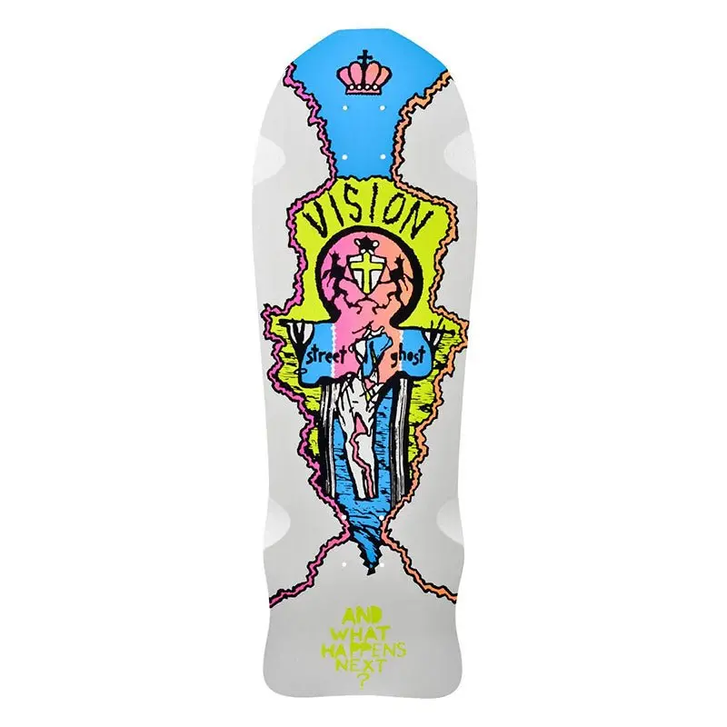 Vision 9.75" X 29.75" Street Old Ghost White Dip Skateboard Deck 1
